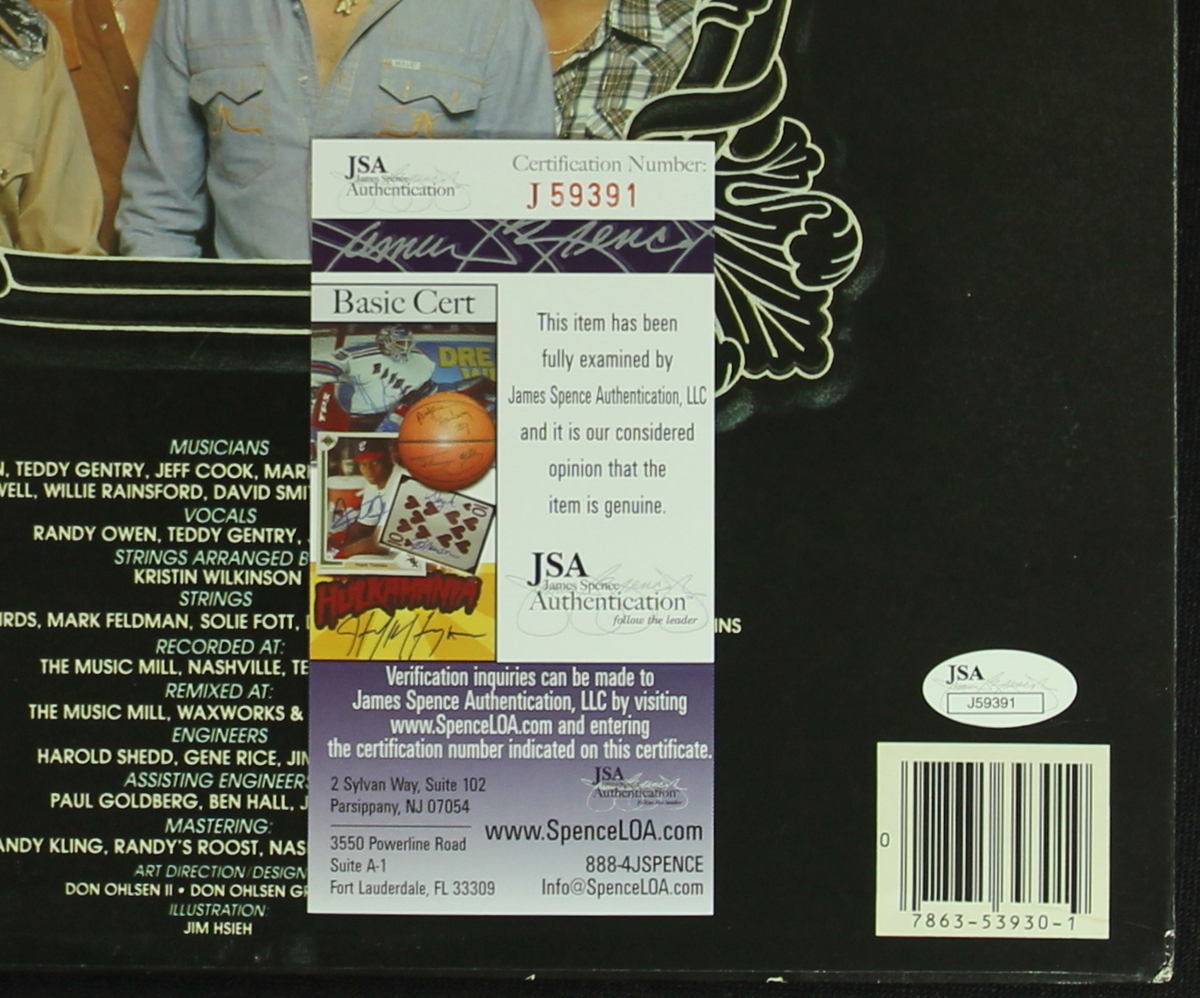 Alabama Band Signed "Feels so Right" Record Album with Jeff Cook, Randy Owen, Teddy Gentry at PristineAuction.com Alabama Band Signed "Feels so Right" Record Album with Jeff Cook, Randy Owen, Teddy Gentry at PristineAuction.com