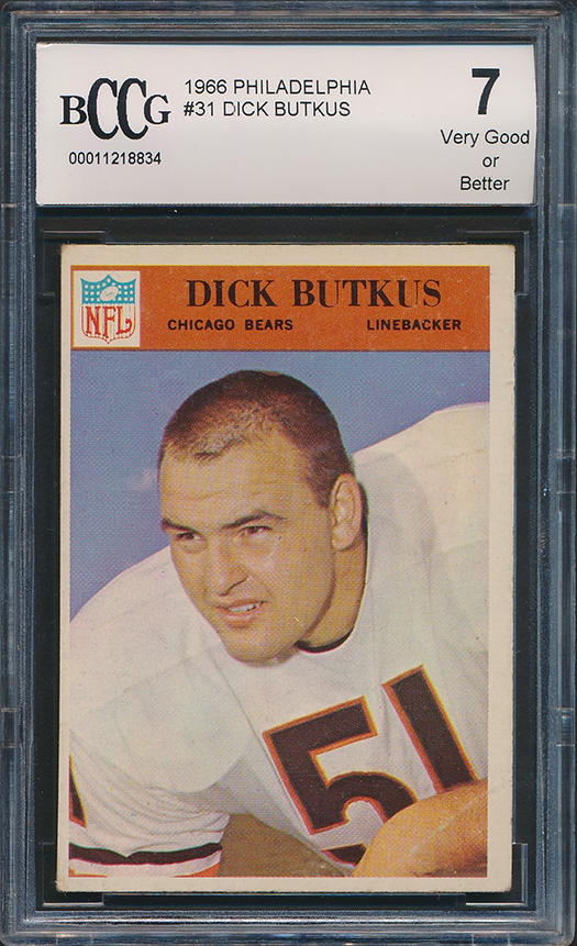 1966 Philadelphia #31 Dick Butkus RC (BCCG 7) at PristineAuction.com 1966 Philadelphia #31 Dick Butkus RC (BCCG 7) at PristineAuction.com