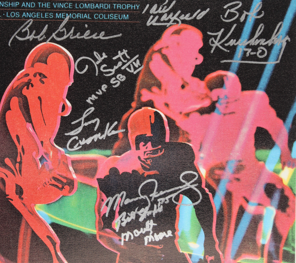 1972 Miami Dolphins Super Bowl VII Program 24x25.5 Photo on Canvas Signed by (27) with Bob Griese, Mercury Morris, Larry Csonka, Larry Little, Paul Warfield (JSA COA) at PristineAuction.com 1972 Miami Dolphins Super Bowl VII Program 24x25.5 Photo on Canvas Signed by (27) with Bob Griese, Mercury Morris, Larry Csonka, Larry Little, Paul Warfield (JSA COA) at PristineAuction.com