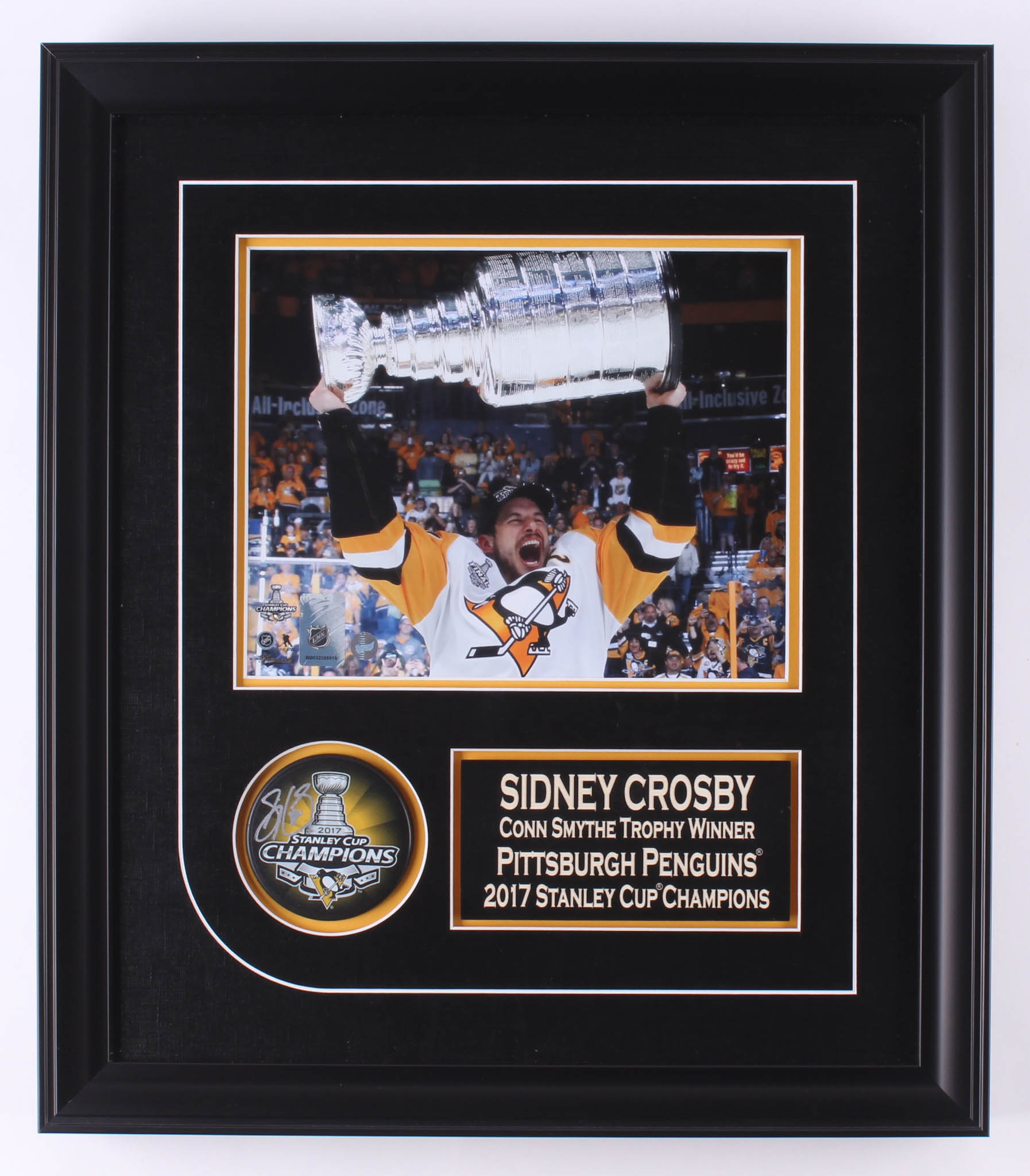 Sidney Crosby Signed Pittsburgh Penguins 1.75x16x20 Custom Framed Puck Display (Frameworth COA) at PristineAuction.com Sidney Crosby Signed Pittsburgh Penguins 1.75x16x20 Custom Framed Puck Display (Frameworth COA) at PristineAuction.com