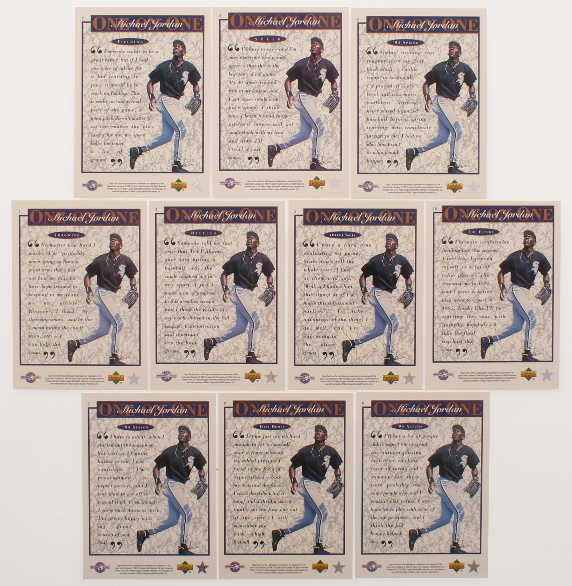 Complete Set of 1995 Upper Deck Minors Michael Jordan One On One Baseball Cards at PristineAuction.com Complete Set of 1995 Upper Deck Minors Michael Jordan One On One Baseball Cards at PristineAuction.com