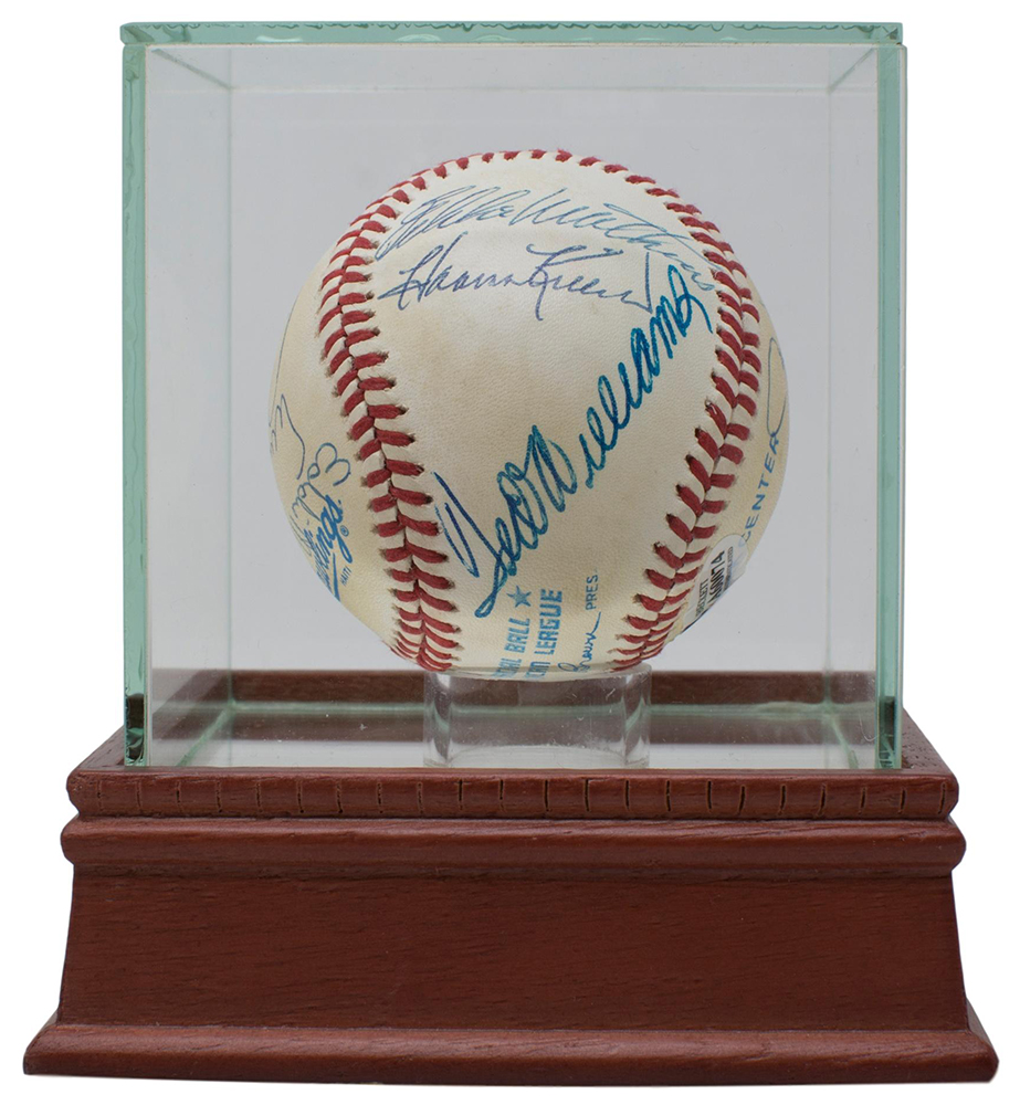 500 Home Run Club OAL Baseball Signed by (12) with Mickey Mantle, Ted Williams, Eddie Murray, Ernie Banks, Willie Mays, Frank Robinson, Reggie Jackson with Display Case (Beckett LOA) at PristineAuction.com 500 Home Run Club OAL Baseball Signed by (12) with Mickey Mantle, Ted Williams, Eddie Murray, Ernie Banks, Willie Mays, Frank Robinson, Reggie Jackson with Display Case (Beckett LOA) at PristineAuction.com
