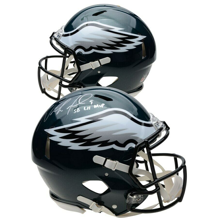 Nick Foles Signed Philadelphia Eagles Full-Size Authentic On-Field Speed Helmet Inscribed "SB LII MVP" (Fanatics Hologram) at PristineAuction.com Nick Foles Signed Philadelphia Eagles Full-Size Authentic On-Field Speed Helmet Inscribed "SB LII MVP" (Fanatics Hologram) at PristineAuction.com