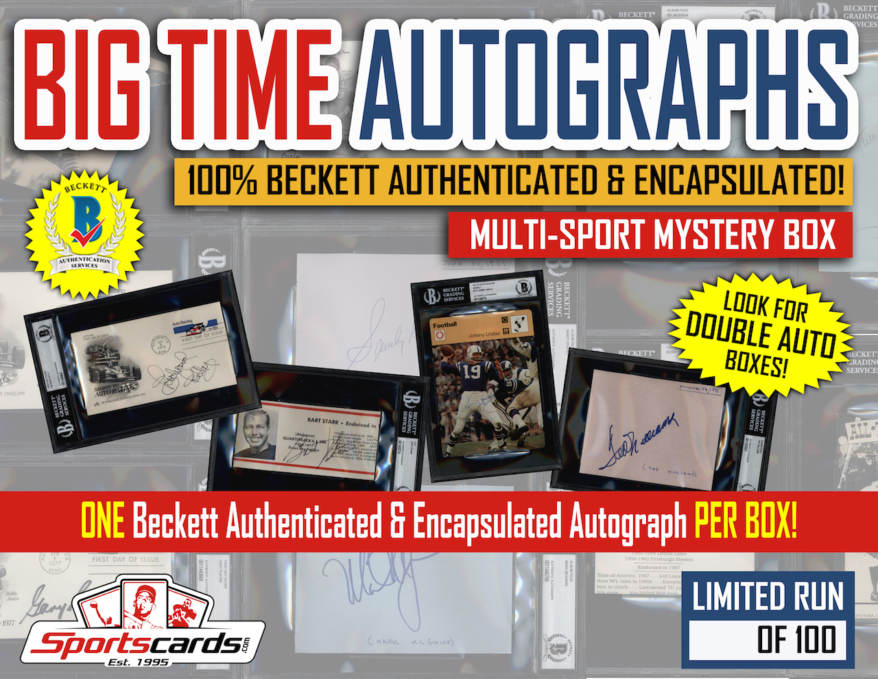 “BIG TIME AUTOGRAPHS” Multi-Sport Beckett Authenticated Mystery Box! at PristineAuction.com “BIG TIME AUTOGRAPHS” Multi-Sport Beckett Authenticated Mystery Box! at PristineAuction.com