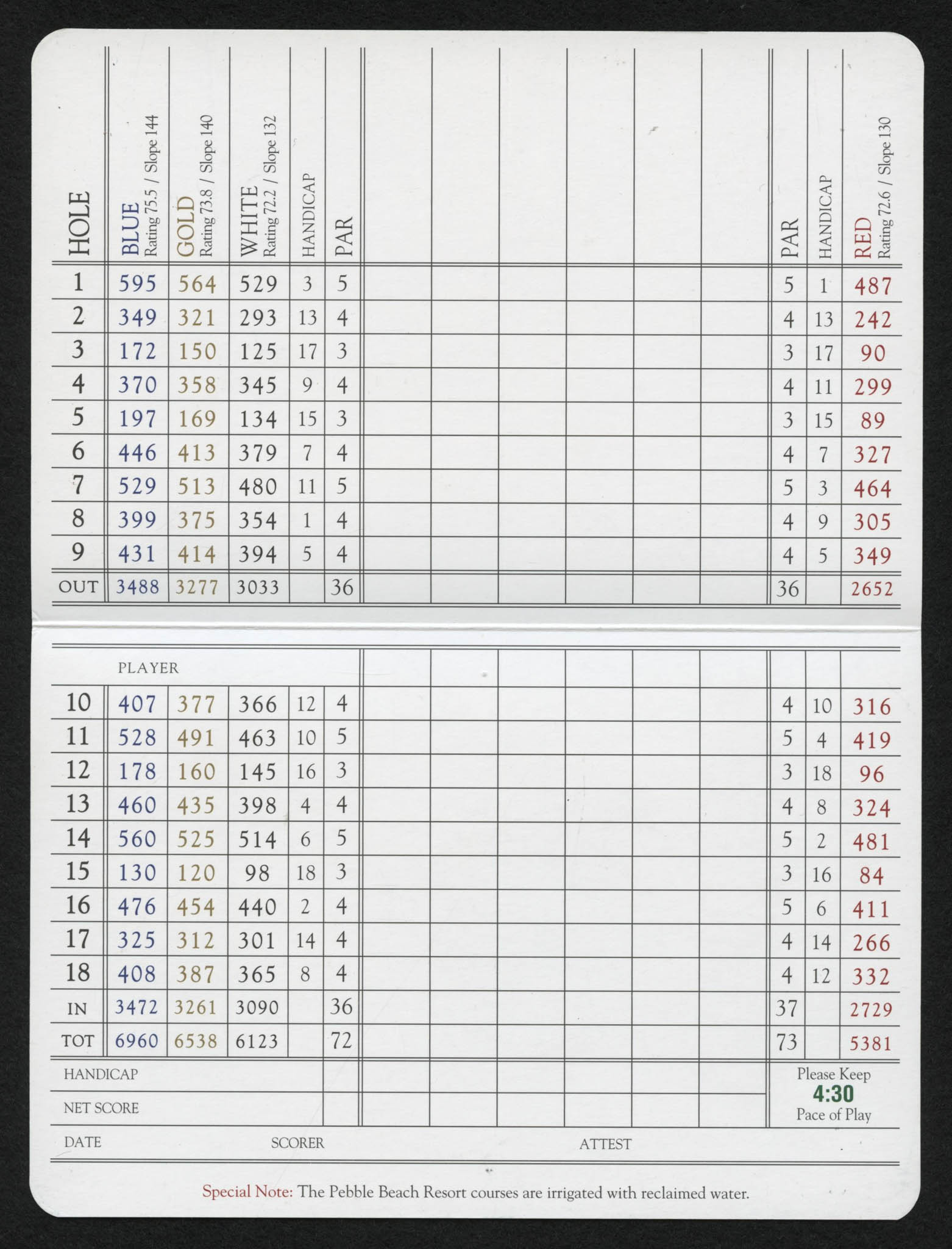 Adam Scott Signed Pebble Beach Golf Club Scorecard (Beckett COA) at PristineAuction.com Adam Scott Signed Pebble Beach Golf Club Scorecard (Beckett COA) at PristineAuction.com