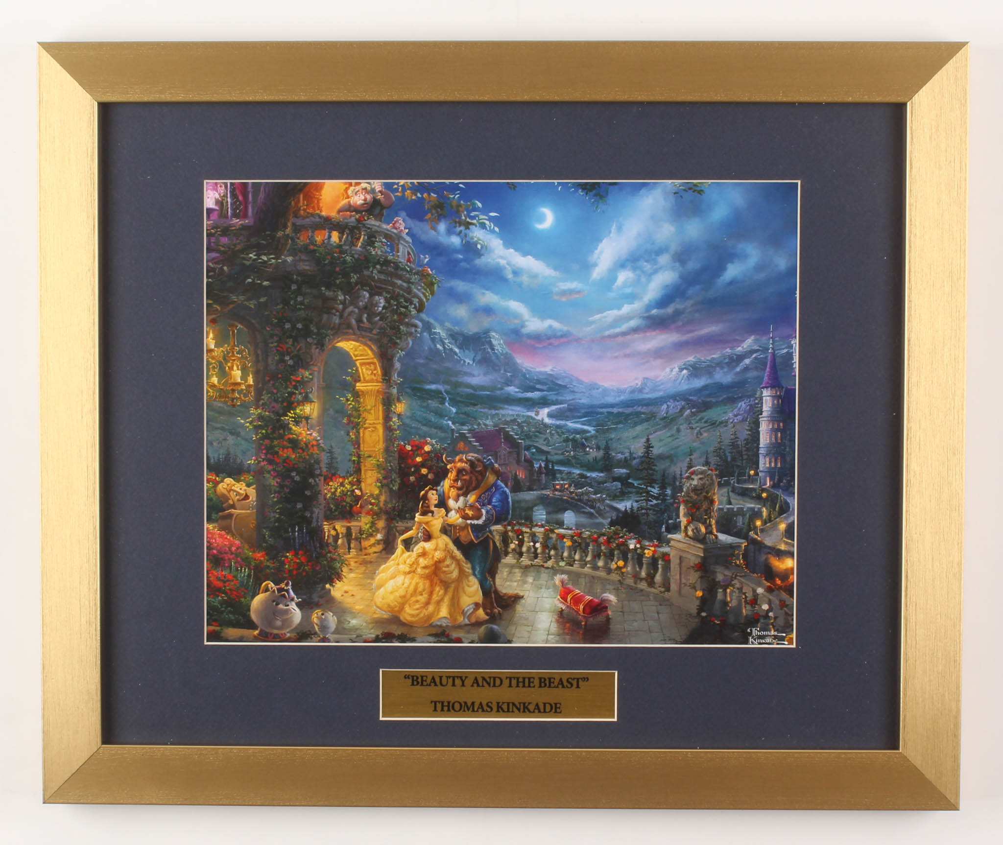 Thomas Kinkade Walt Disney's "Beauty & the Beast" 15x18 Custom Framed Print Display at PristineAuction.com Thomas Kinkade Walt Disney's "Beauty & the Beast" 15x18 Custom Framed Print Display at PristineAuction.com
