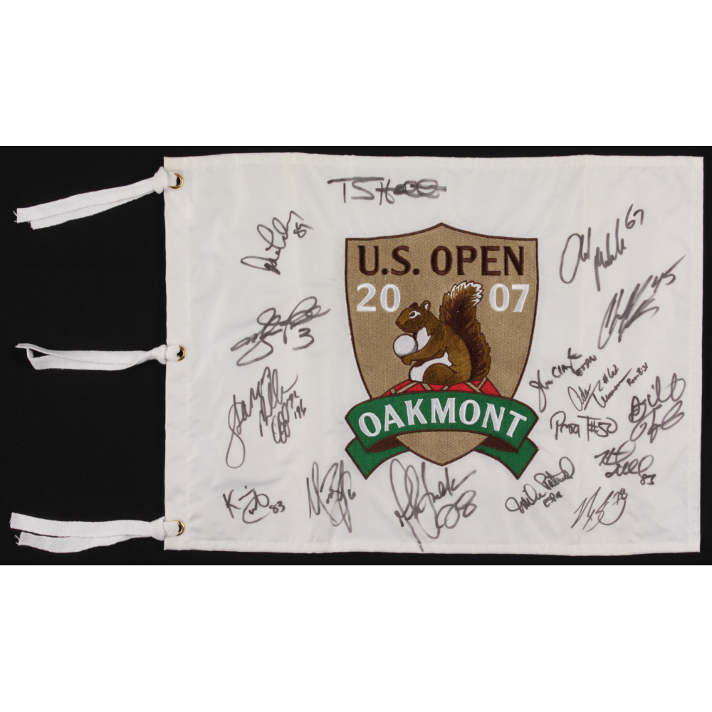 2007 U.S. Open Oakmont Golf Pin Flag Signed by (17) with Adam Timmerman, Torry Holt, Marshall