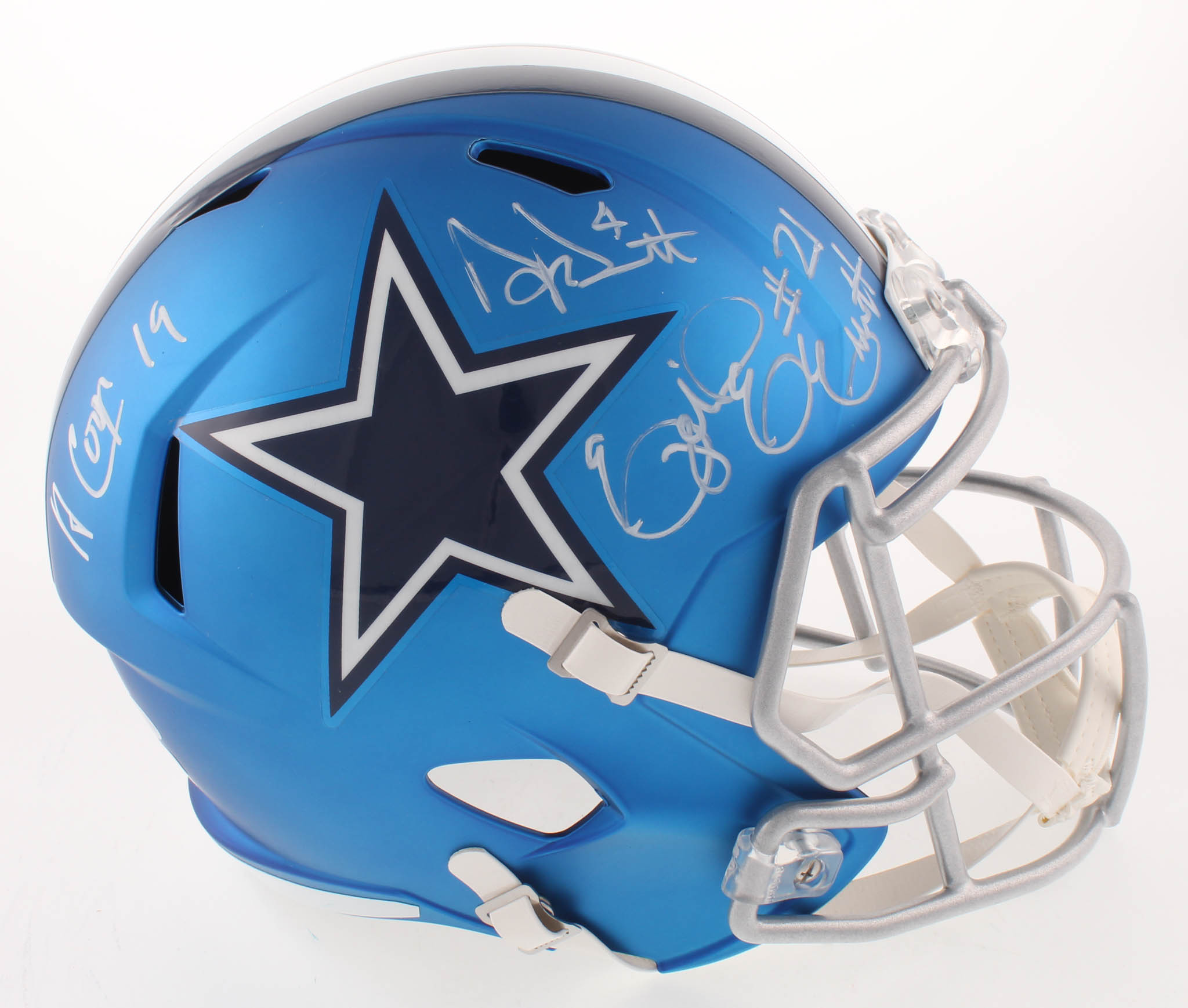 Dak Prescott, Ezekiel Elliott & Amari Cooper Signed Dallas Cowboys Full-Size Blaze Speed Helmet (Beckett COA & Prescott Hologram) at PristineAuction.com Dak Prescott, Ezekiel Elliott & Amari Cooper Signed Dallas Cowboys Full-Size Blaze Speed Helmet (Beckett COA & Prescott Hologram) at PristineAuction.com