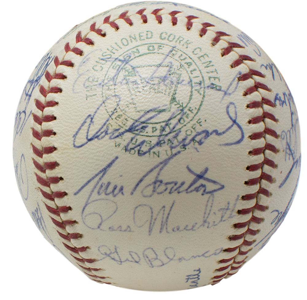 1965 New York Yankees OAL Baseball Team-Signed by (29) with Mickey Mantle, Roger Maris, Whitey Ford, Al Lopez, Elston Howard (JSA LOA & Beckett LOA) at PristineAuction.com 1965 New York Yankees OAL Baseball Team-Signed by (29) with Mickey Mantle, Roger Maris, Whitey Ford, Al Lopez, Elston Howard (JSA LOA & Beckett LOA) at PristineAuction.com