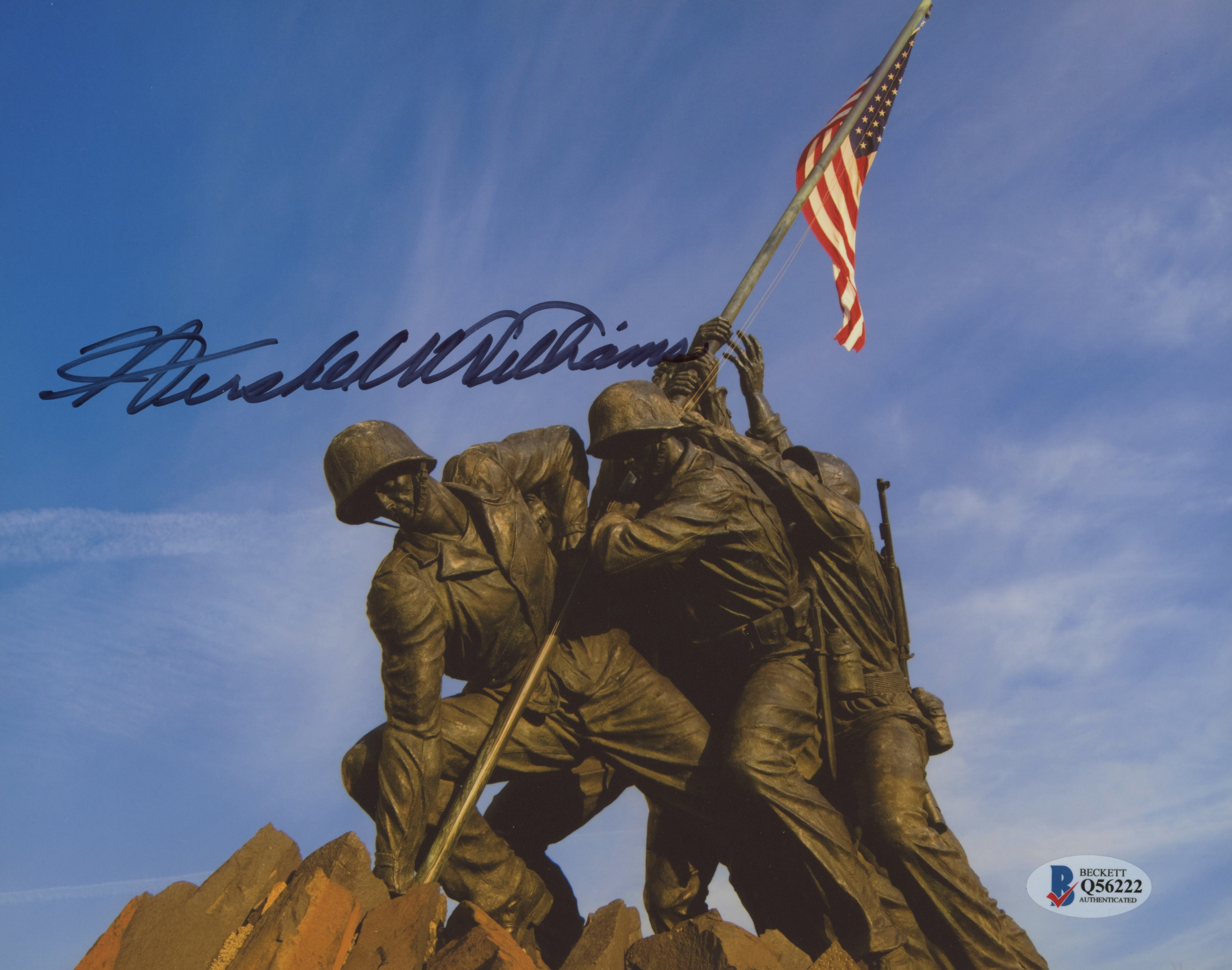 Hershel W. Williams Signed "Raising the Flag on Iwo Jima" 8x10 Photo (Beckett COA) at PristineAuction.com Hershel W. Williams Signed "Raising the Flag on Iwo Jima" 8x10 Photo (Beckett COA) at PristineAuction.com