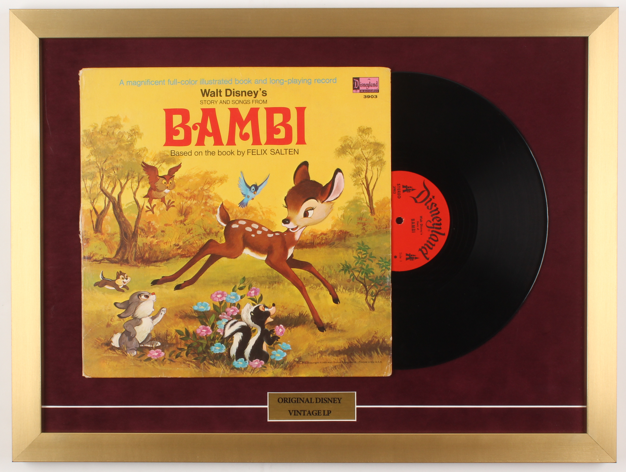 Vintage 1964 LP Walt Disney's "Bambi" 18x24 Custom Framed Vinyl Record Album Display at PristineAuction.com Vintage 1964 LP Walt Disney's "Bambi" 18x24 Custom Framed Vinyl Record Album Display at PristineAuction.com