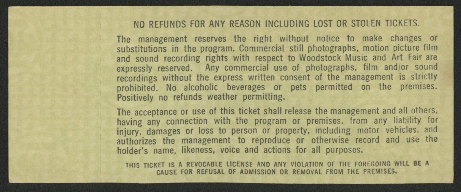 Woodstock Authentic Unused One-Day Ticket From August 16, 1969 at PristineAuction.com Woodstock Authentic Unused One-Day Ticket From August 16, 1969 at PristineAuction.com