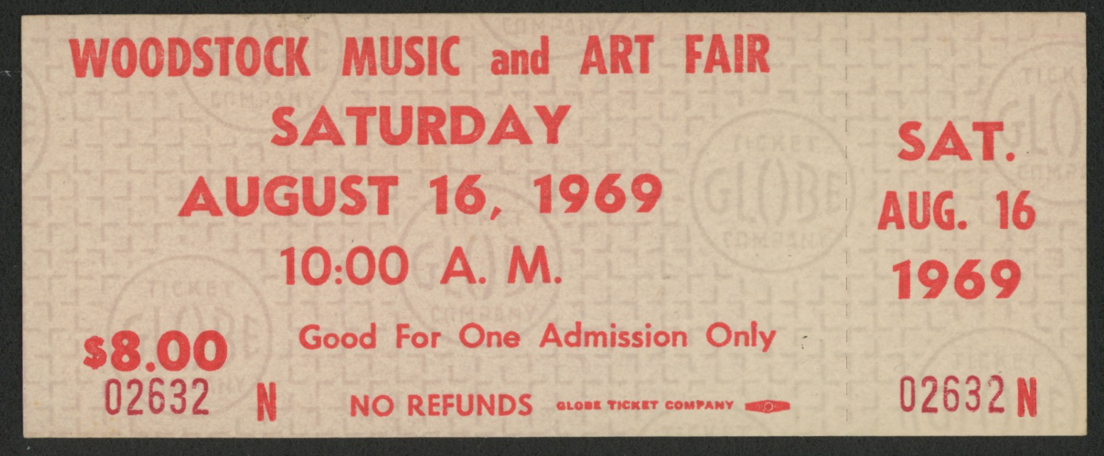 Woodstock Authentic Unused One-Day Ticket From August 16, 1969 at PristineAuction.com Woodstock Authentic Unused One-Day Ticket From August 16, 1969 at PristineAuction.com