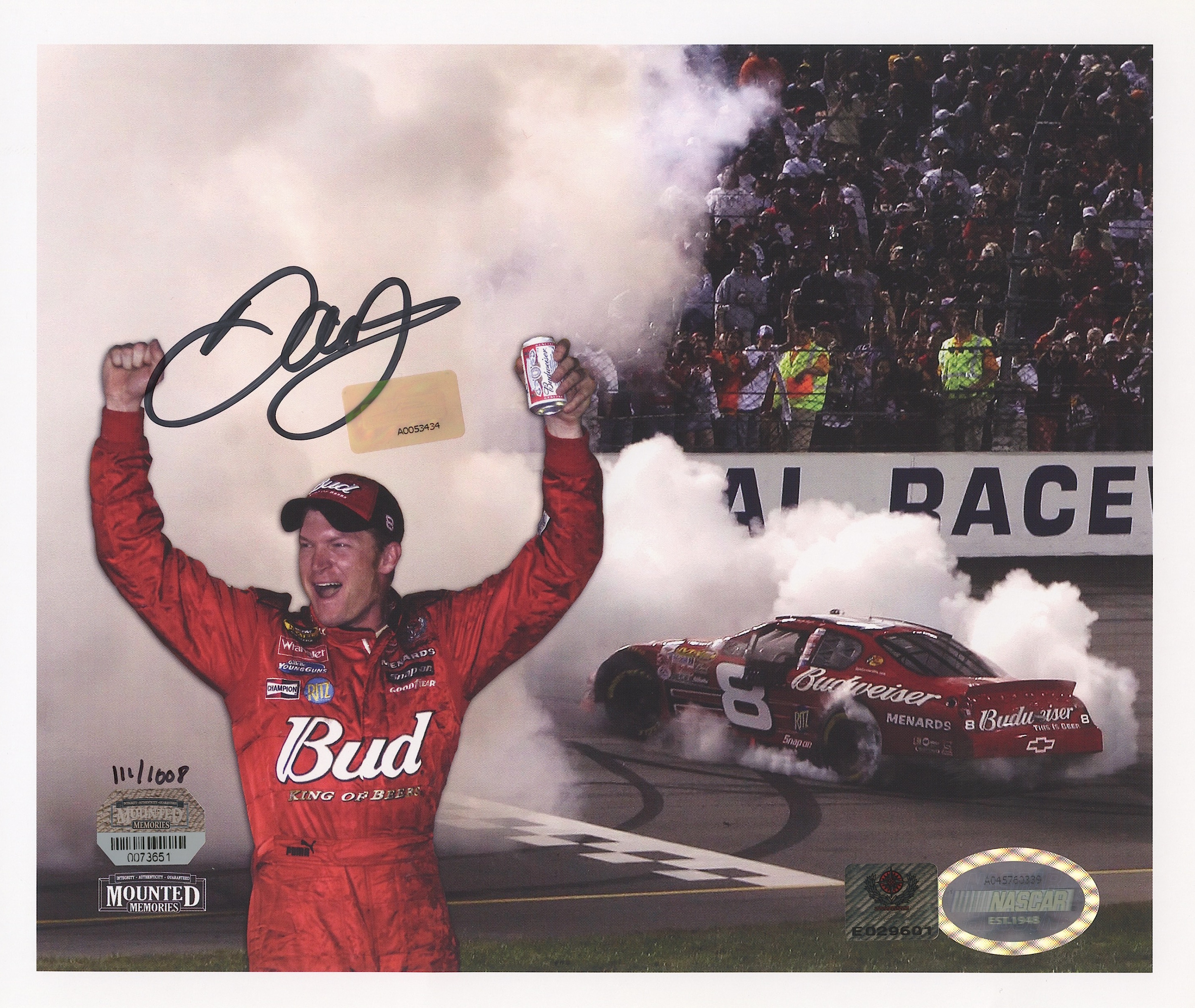 Dale Earnhardt Jr. Signed Limited Edition NASCAR #8 Budweiser 9x7 Photo #/1008 (Dale Jr. Hologram) at PristineAuction.com Dale Earnhardt Jr. Signed Limited Edition NASCAR #8 Budweiser 9x7 Photo #/1008 (Dale Jr. Hologram) at PristineAuction.com