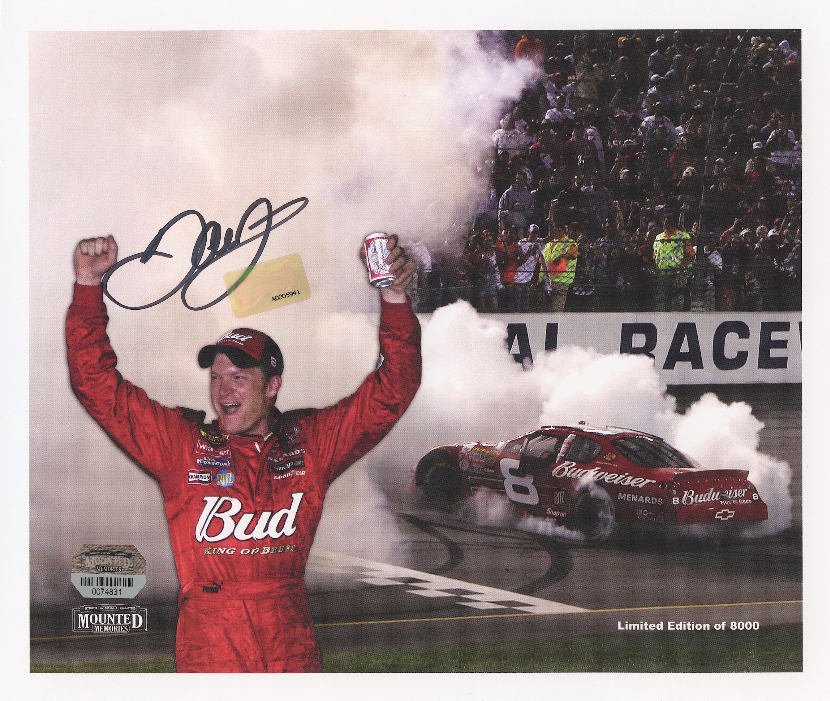 Dale Earnhardt Jr. Signed Limited Edition NASCAR #8 Budweiser 9x7 Photo (Dale Jr. Hologram) at PristineAuction.com Dale Earnhardt Jr. Signed Limited Edition NASCAR #8 Budweiser 9x7 Photo (Dale Jr. Hologram) at PristineAuction.com