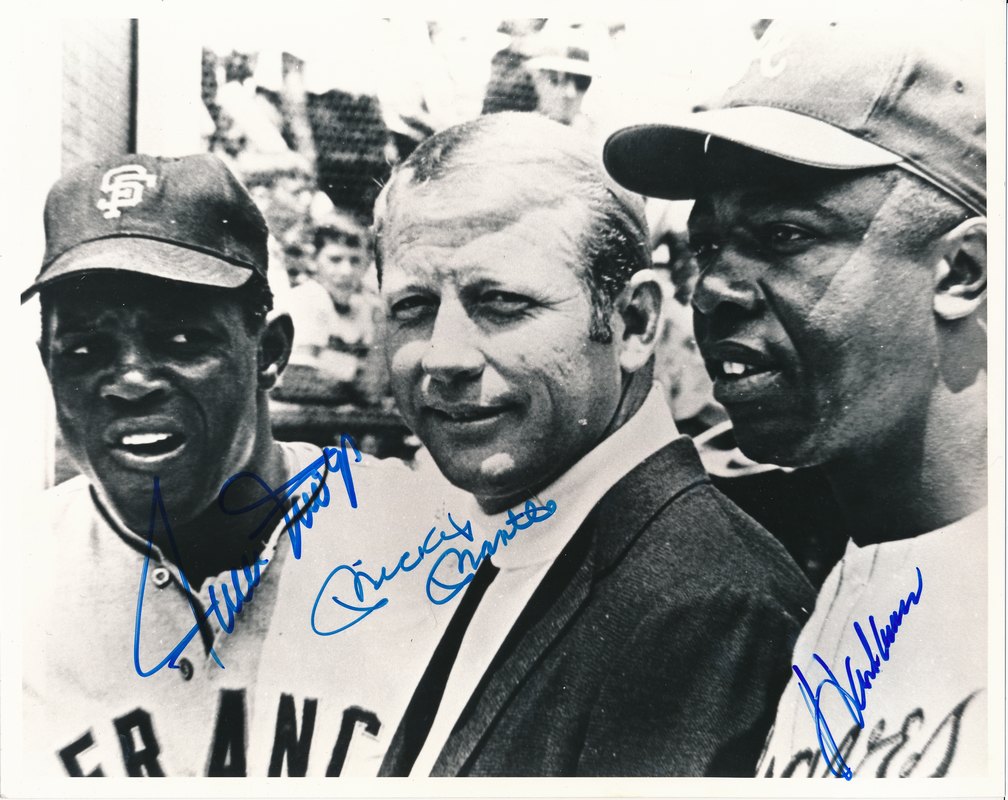 Mickey Mantle, Willie Mays & Hank Aaron Signed 8x10 Photo (JSA LOA) at PristineAuction.com Mickey Mantle, Willie Mays & Hank Aaron Signed 8x10 Photo (JSA LOA) at PristineAuction.com