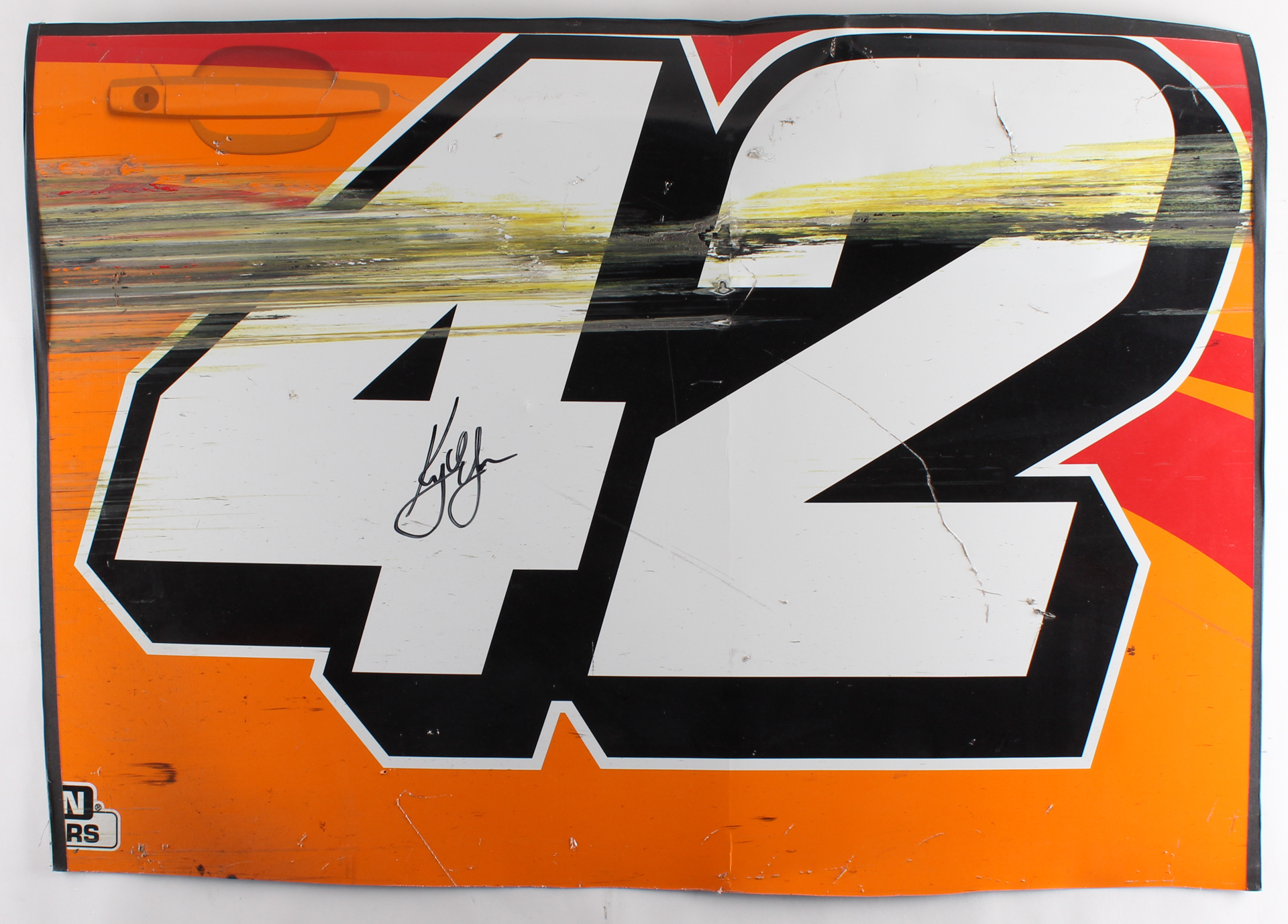 Kyle Larson Signed Race-Used Eneos #42 Full Door Sheet Metal (PA COA) at PristineAuction.com Kyle Larson Signed Race-Used Eneos #42 Full Door Sheet Metal (PA COA) at PristineAuction.com