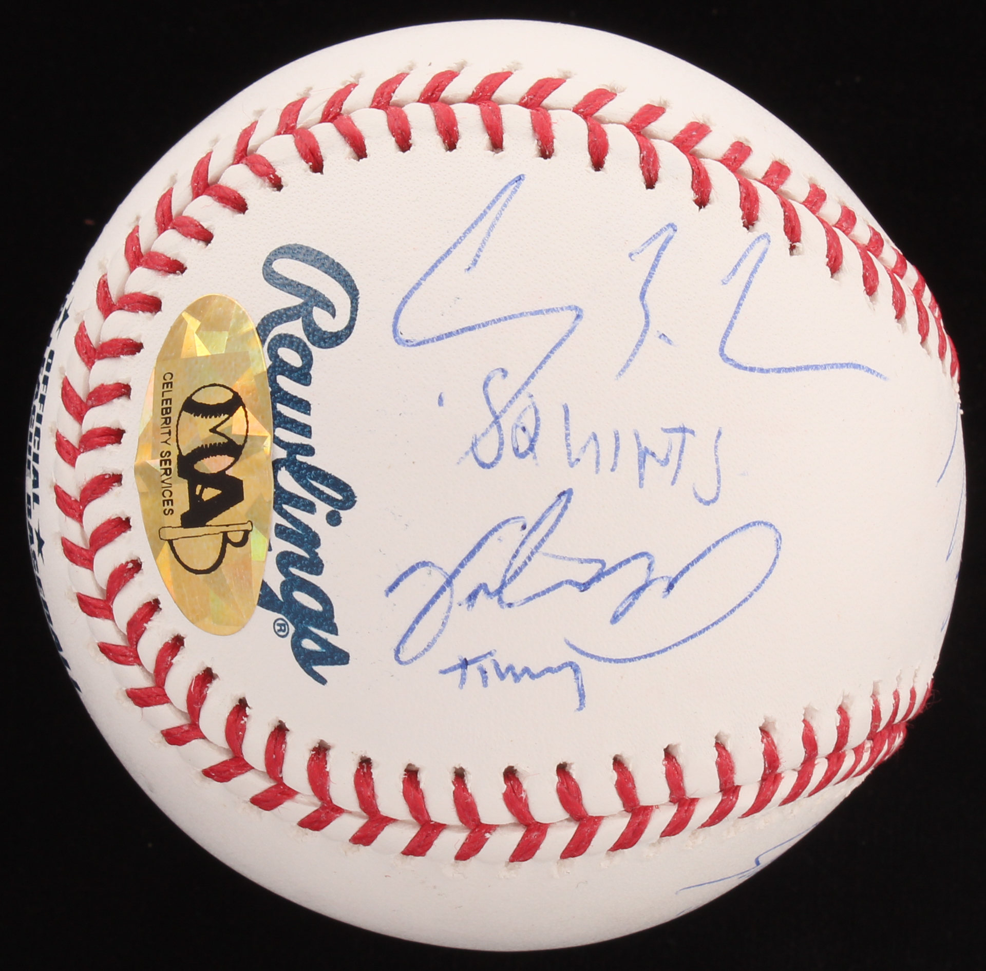 "The Sandlot" OML Baseball Cast-Signed By (6) With Tom Guiry, Chauncey Leopardi, Shane Obedzinski, Marty York with Multiple Inscriptions (MAB Hologram) at PristineAuction.com "The Sandlot" OML Baseball Cast-Signed By (6) With Tom Guiry, Chauncey Leopardi, Shane Obedzinski, Marty York with Multiple Inscriptions (MAB Hologram) at PristineAuction.com