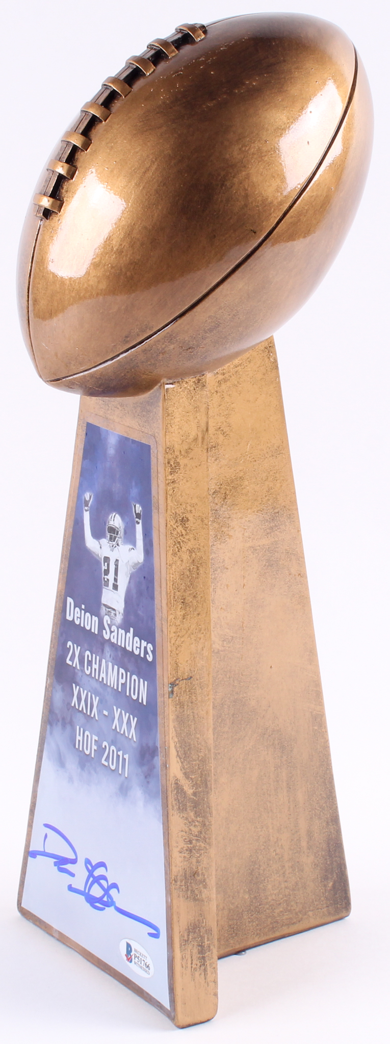 Deion Sanders - Cowboys - Signed Large Gold Lombardi Trophy (Beckett COA) at PristineAuction.com Deion Sanders - Cowboys - Signed Large Gold Lombardi Trophy (Beckett COA) at PristineAuction.com