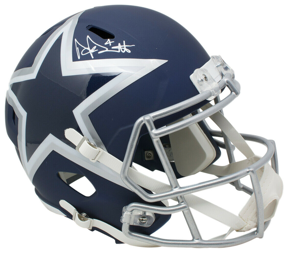 Dak Prescott Signed Dallas Cowboys Full-Size Matte Blue Speed Helmet (Beckett COA & Prescott Hologram) at PristineAuction.com Dak Prescott Signed Dallas Cowboys Full-Size Matte Blue Speed Helmet (Beckett COA & Prescott Hologram) at PristineAuction.com
