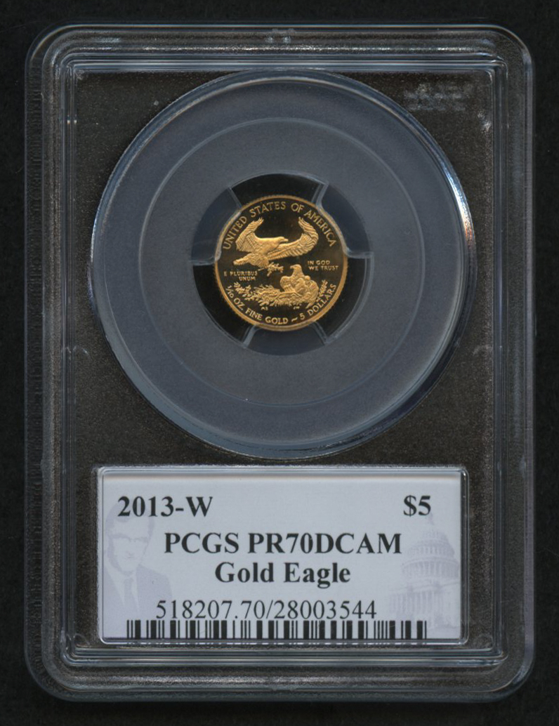 2013-W $5 Five Dollars American Gold Eagle Saint-Gaudens 1/10 Oz Gold Coin - Signed by U.S. Mint Director Philip Diehl - Deep Cameo (PCGS PR 70 DCAM) at PristineAuction.com 2013-W $5 Five Dollars American Gold Eagle Saint-Gaudens 1/10 Oz Gold Coin - Signed by U.S. Mint Director Philip Diehl - Deep Cameo (PCGS PR 70 DCAM) at PristineAuction.com