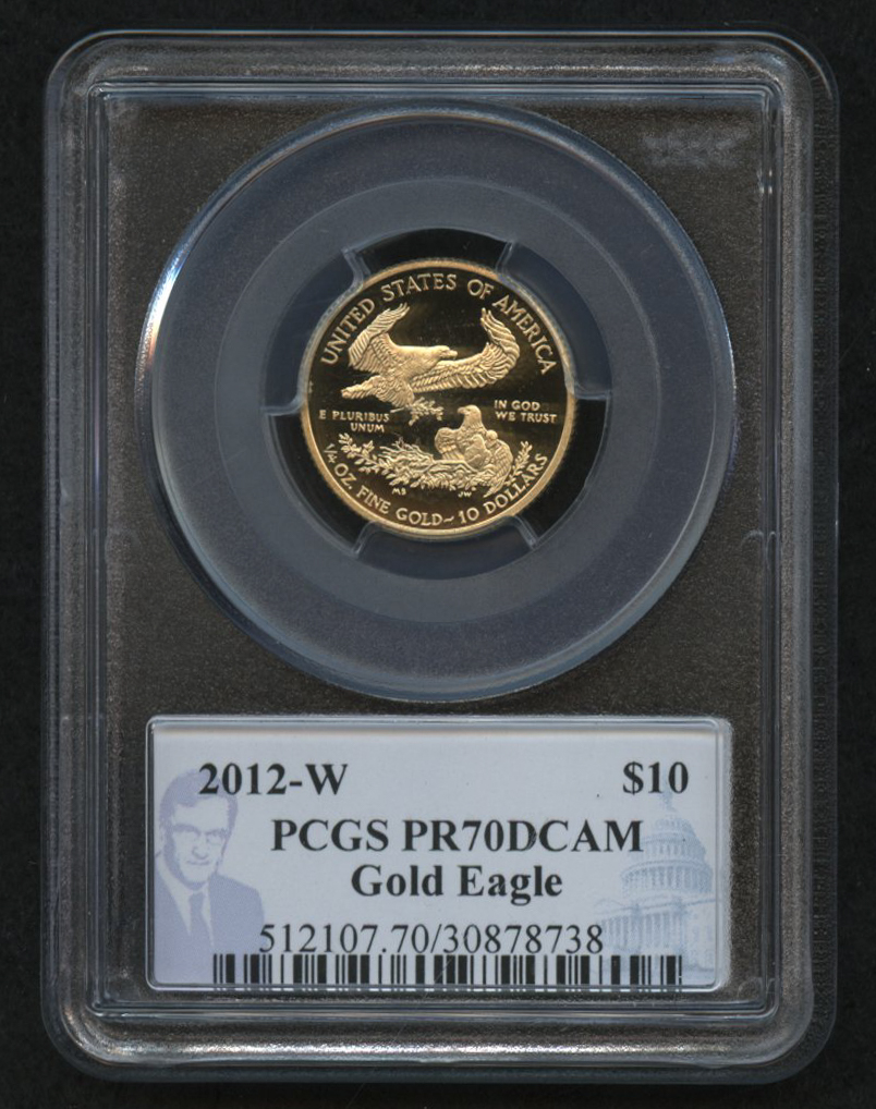 2012-W $10 Ten Dollars American Gold Eagle Saint-Gaudens 1/10 Oz Gold Coin - Signed by U.S. Mint Director Philip Diehl - Deep Cameo (PCGS PR 70 DCAM) at PristineAuction.com 2012-W $10 Ten Dollars American Gold Eagle Saint-Gaudens 1/10 Oz Gold Coin - Signed by U.S. Mint Director Philip Diehl - Deep Cameo (PCGS PR 70 DCAM) at PristineAuction.com