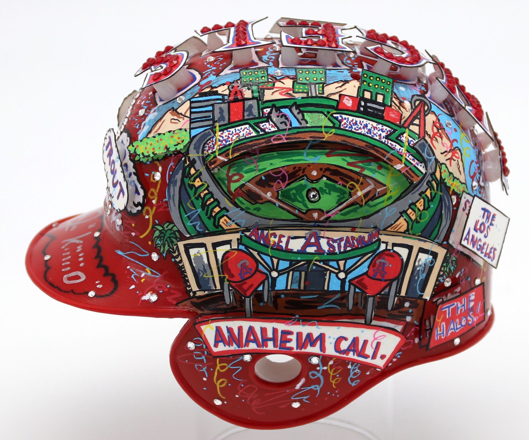 Mike Trout Signed Los Angeles Angels LE Mini Batting Helmet Inscribed "Kiiiiid" Hand-Painted by Charles Fazzino (MLB Hologram & Fazzino LOA) at PristineAuction.com Mike Trout Signed Los Angeles Angels LE Mini Batting Helmet Inscribed "Kiiiiid" Hand-Painted by Charles Fazzino (MLB Hologram & Fazzino LOA) at PristineAuction.com