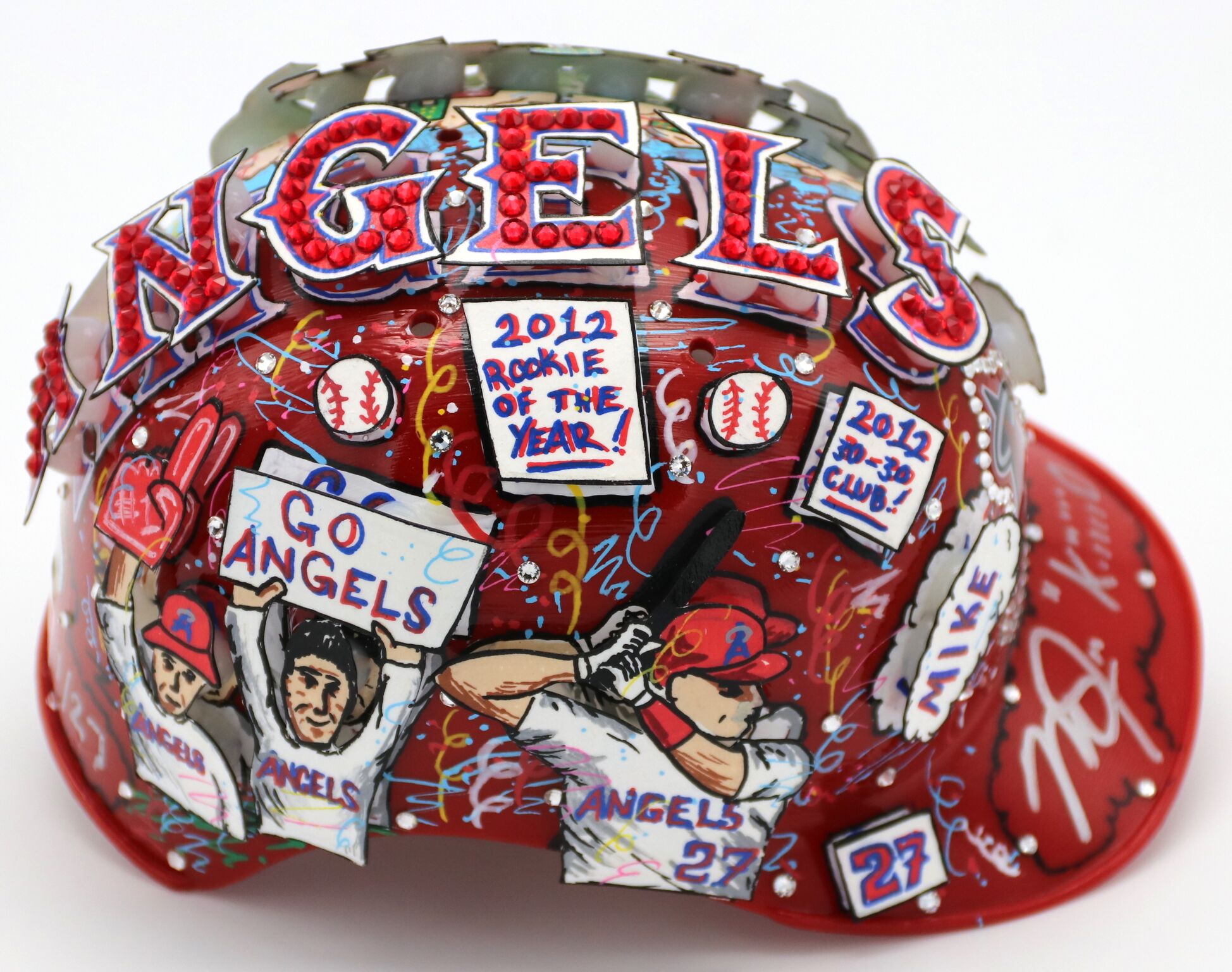 Mike Trout Signed Los Angeles Angels LE Mini Batting Helmet Inscribed "Kiiiiid" Hand-Painted by Charles Fazzino (MLB Hologram & Fazzino LOA) at PristineAuction.com Mike Trout Signed Los Angeles Angels LE Mini Batting Helmet Inscribed "Kiiiiid" Hand-Painted by Charles Fazzino (MLB Hologram & Fazzino LOA) at PristineAuction.com