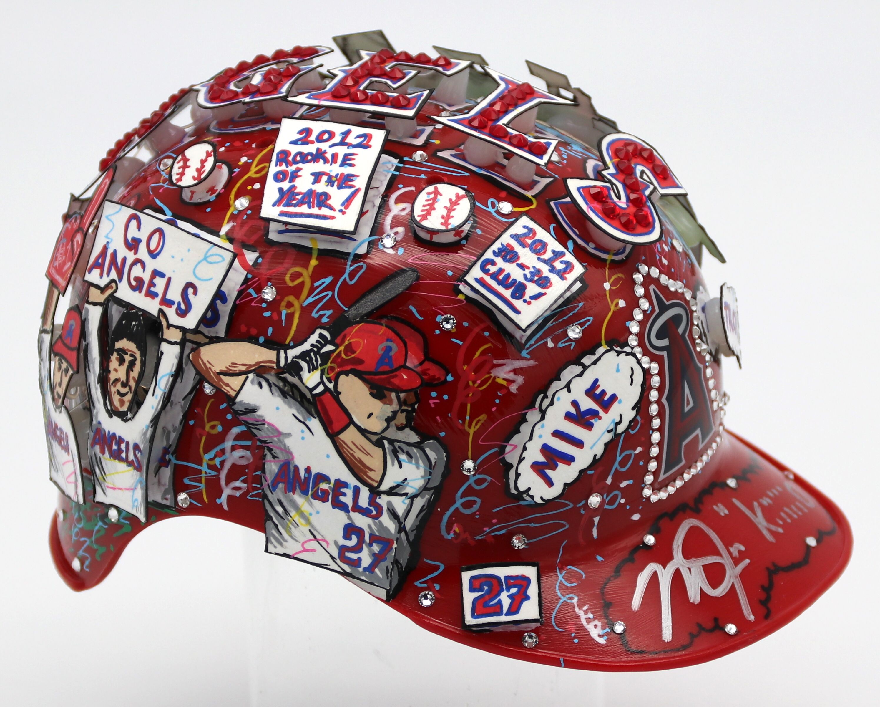 Mike Trout Signed Los Angeles Angels LE Mini Batting Helmet Inscribed "Kiiiiid" Hand-Painted by Charles Fazzino (MLB Hologram & Fazzino LOA) at PristineAuction.com Mike Trout Signed Los Angeles Angels LE Mini Batting Helmet Inscribed "Kiiiiid" Hand-Painted by Charles Fazzino (MLB Hologram & Fazzino LOA) at PristineAuction.com