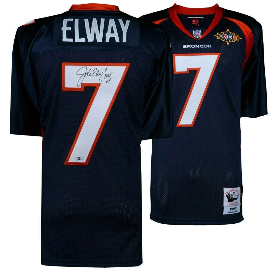 John Elway Signed Denver Broncos Jersey Inscribed "HOF 04" (Fanatics Hologram) at PristineAuction.com John Elway Signed Denver Broncos Jersey Inscribed "HOF 04" (Fanatics Hologram) at PristineAuction.com