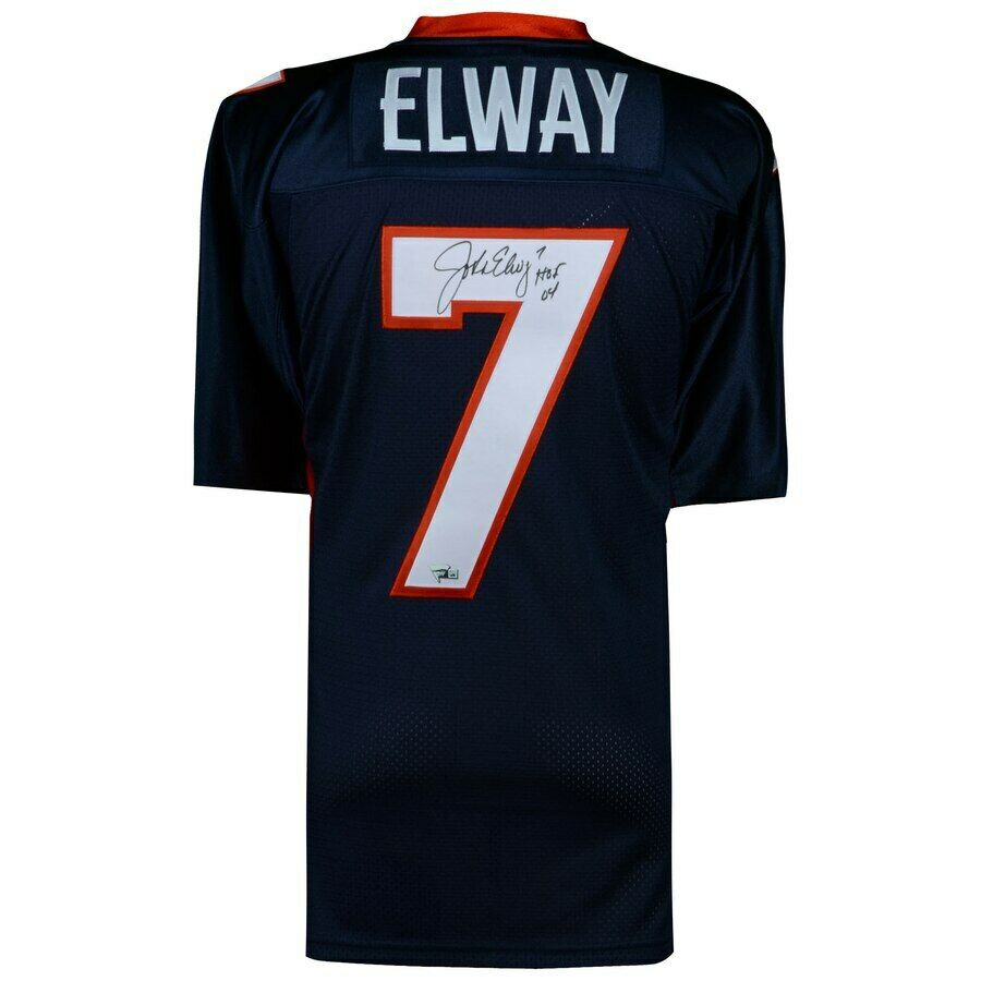 John Elway Signed Denver Broncos Jersey Inscribed "HOF 04" (Fanatics Hologram) at PristineAuction.com John Elway Signed Denver Broncos Jersey Inscribed "HOF 04" (Fanatics Hologram) at PristineAuction.com