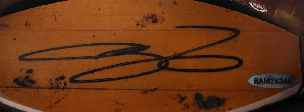 LeBron James Signed St. Vincent St. Mary 8x8 Game-Used Court Floor Piece & LE Photo with Display Case (Upper Deck Hologram) at PristineAuction.com LeBron James Signed St. Vincent St. Mary 8x8 Game-Used Court Floor Piece & LE Photo with Display Case (Upper Deck Hologram) at PristineAuction.com