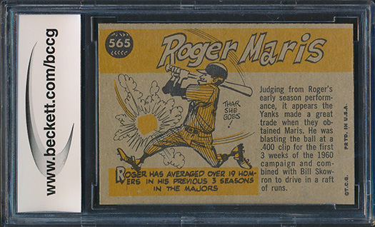 1960 Topps #565 Roger Maris All-Star (BCCG 8) at PristineAuction.com 1960 Topps #565 Roger Maris All-Star (BCCG 8) at PristineAuction.com