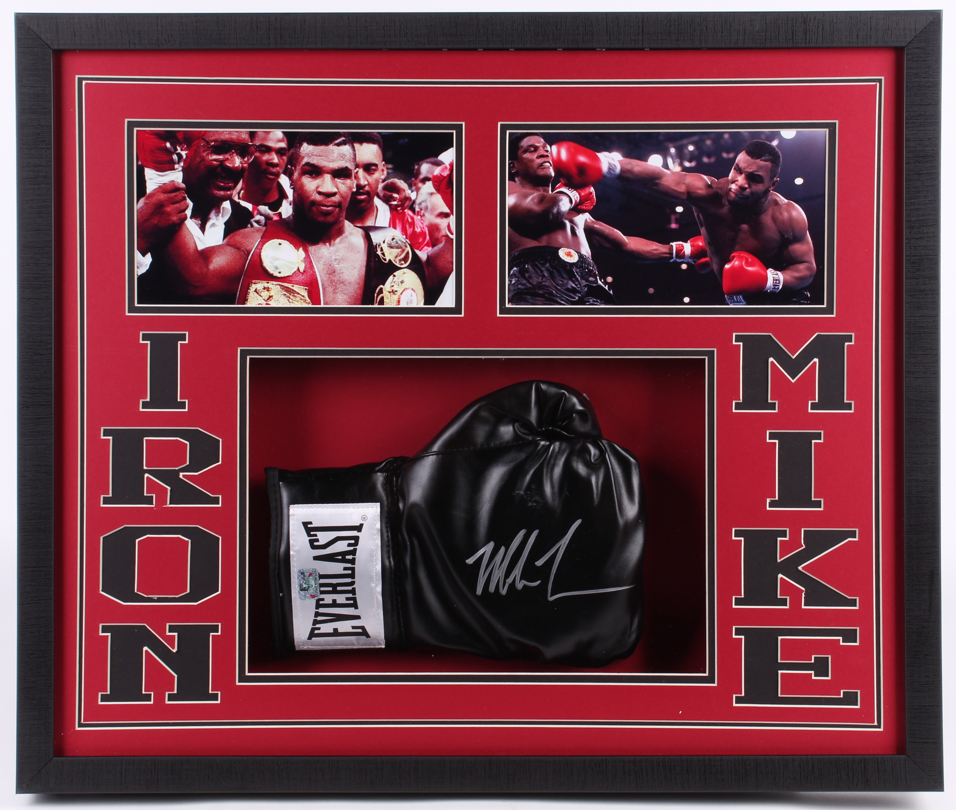 Mike Tyson Signed 21.75x25.75x2 Custom Framed Boxing Glove Shadowbox Display (Fiterman Hologram) at PristineAuction.com Mike Tyson Signed 21.75x25.75x2 Custom Framed Boxing Glove Shadowbox Display (Fiterman Hologram) at PristineAuction.com