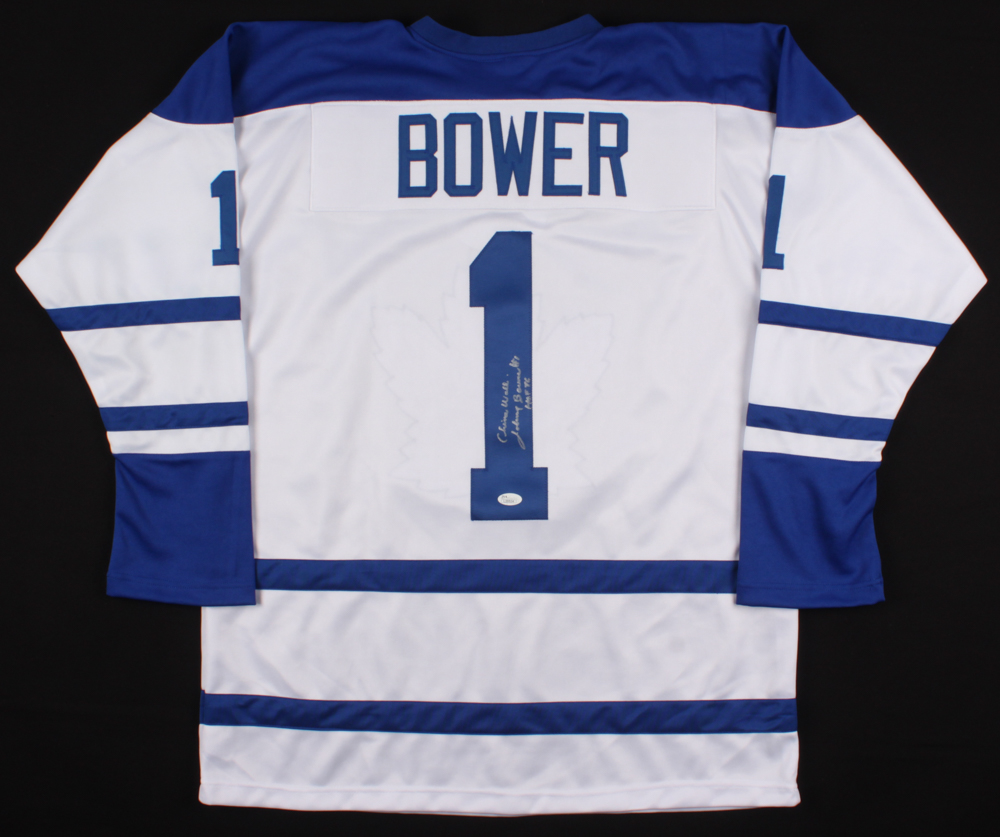 Johnny Bower Signed Jersey Inscribed "China Wall" & "HOF 76" (JSA COA) at PristineAuction.com Johnny Bower Signed Jersey Inscribed "China Wall" & "HOF 76" (JSA COA) at PristineAuction.com