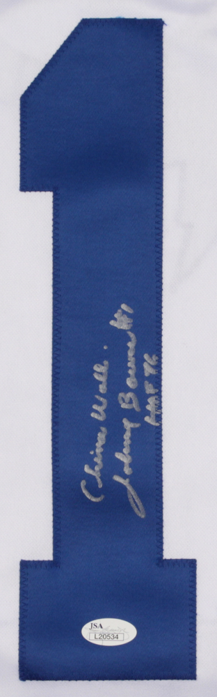 Johnny Bower Signed Jersey Inscribed "China Wall" & "HOF 76" (JSA COA) at PristineAuction.com Johnny Bower Signed Jersey Inscribed "China Wall" & "HOF 76" (JSA COA) at PristineAuction.com