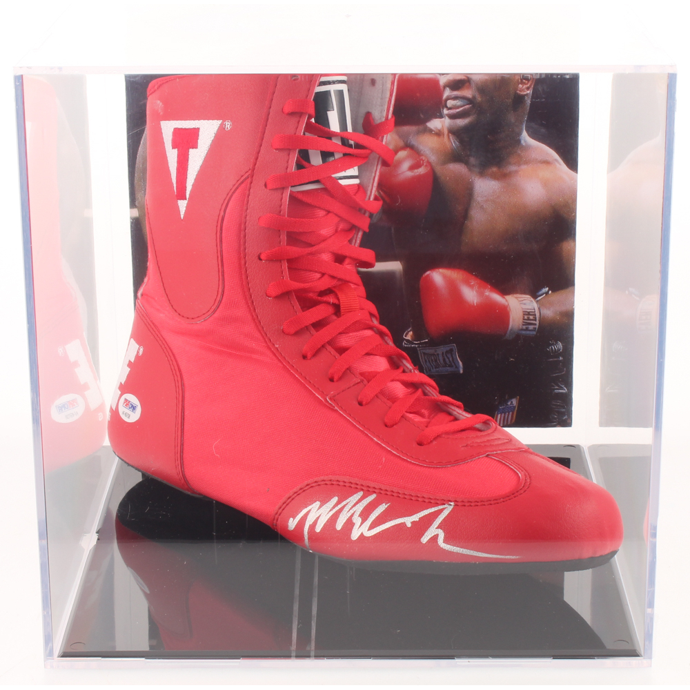 Mike Tyson Signed Title Boxing Shoe with Display Case (PSA COA