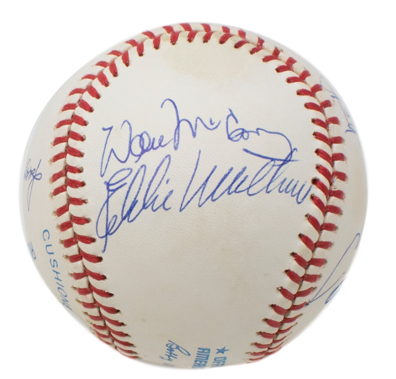 500 Home Run Club ONL Baseball Signed by (11) with Ted Williams, Hank Aaron, Willie Mays, Mickey Mantle, Reggie Jackson (Beckett LOA) at PristineAuction.com 500 Home Run Club ONL Baseball Signed by (11) with Ted Williams, Hank Aaron, Willie Mays, Mickey Mantle, Reggie Jackson (Beckett LOA) at PristineAuction.com