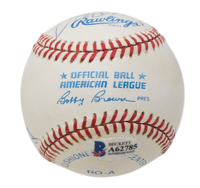500 Home Run Club ONL Baseball Signed by (11) with Ted Williams, Hank Aaron, Willie Mays, Mickey Mantle, Reggie Jackson (Beckett LOA) at PristineAuction.com 500 Home Run Club ONL Baseball Signed by (11) with Ted Williams, Hank Aaron, Willie Mays, Mickey Mantle, Reggie Jackson (Beckett LOA) at PristineAuction.com