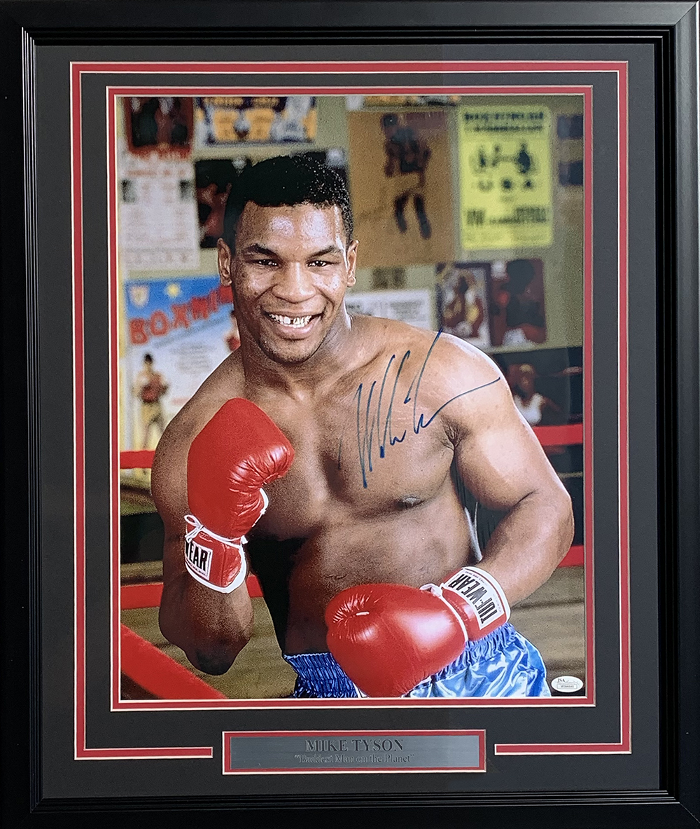 Mike Tyson Signed 22x27 Custom Framed Photo Display (JSA Hologram) at PristineAuction.com Mike Tyson Signed 22x27 Custom Framed Photo Display (JSA Hologram) at PristineAuction.com