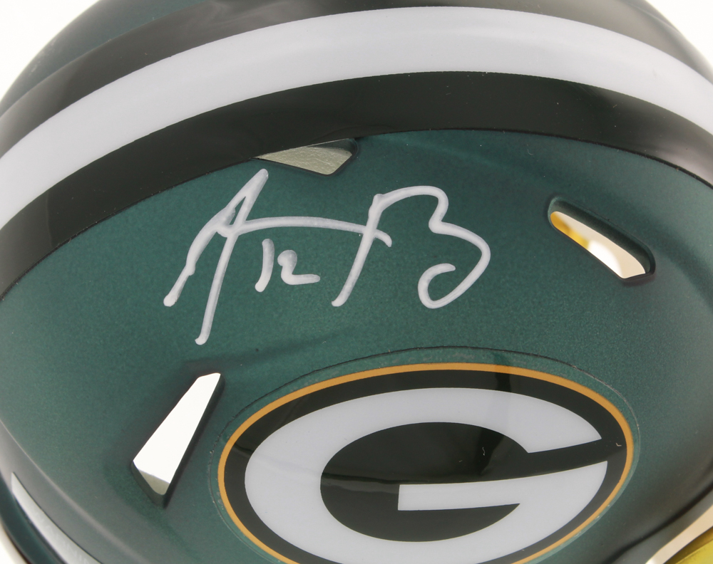 Aaron Rodgers Signed Packers Blaze Speed Mini-Helmet (Fanatics Hologram) at PristineAuction.com Aaron Rodgers Signed Packers Blaze Speed Mini-Helmet (Fanatics Hologram) at PristineAuction.com