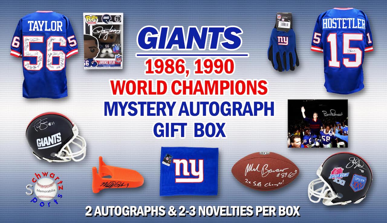1986, 1990 New York Giants World Champs Mystery Autograph Gift Box – Series 1 (Limited to 100) – **Grand Prize TEAM Signed Jersey** at PristineAuction.com 1986, 1990 New York Giants World Champs Mystery Autograph Gift Box – Series 1 (Limited to 100) – **Grand Prize TEAM Signed Jersey** at PristineAuction.com
