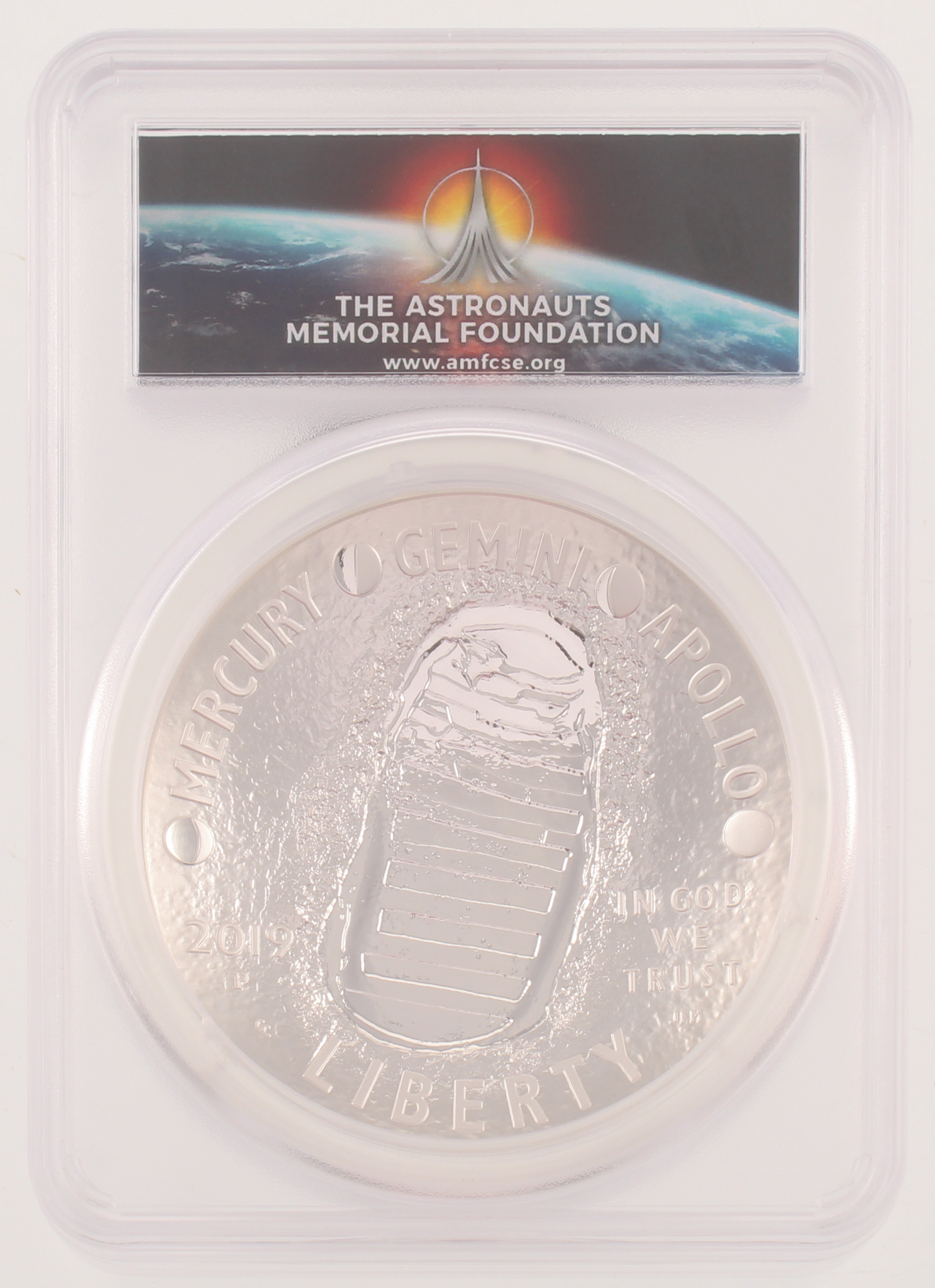 2019-P $1 Apollo 11 50th Anniversary Commemorative 5 oz Silver Coin - Proof - Deep Cameo (PCGS PR 69 DCAM) at PristineAuction.com 2019-P $1 Apollo 11 50th Anniversary Commemorative 5 oz Silver Coin - Proof - Deep Cameo (PCGS PR 69 DCAM) at PristineAuction.com