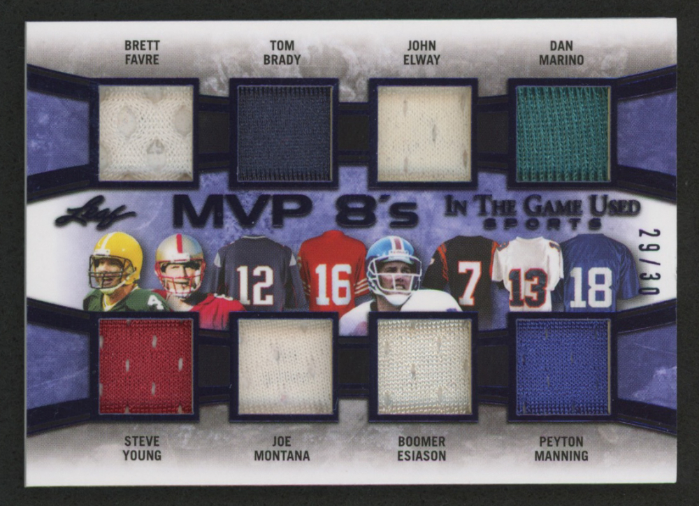 2019 ITG Used Sports MVP 8s Memorabilia Navy Blue MVP08 Brett Favre / Steve Young / Tom Brady