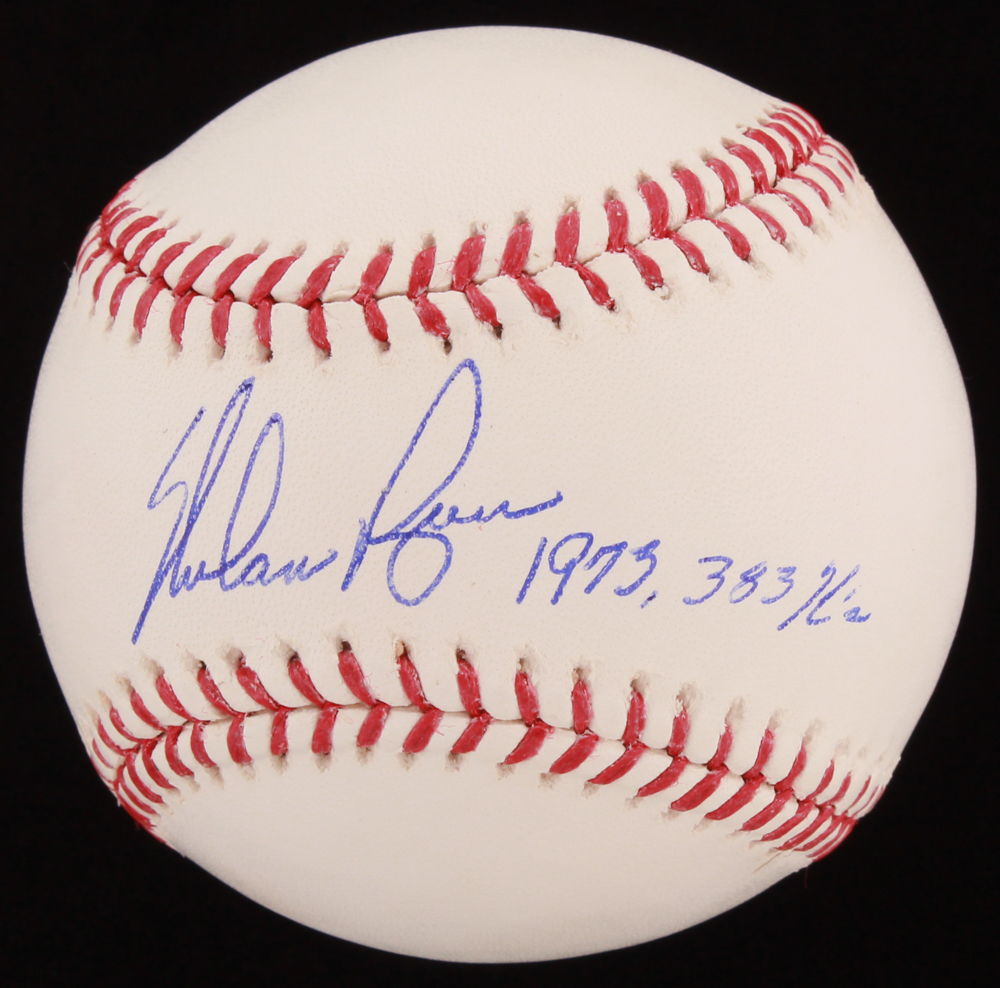 Nolan Ryan Signed OML Baseball Inscribed 1973 383 K s AIV COA 
