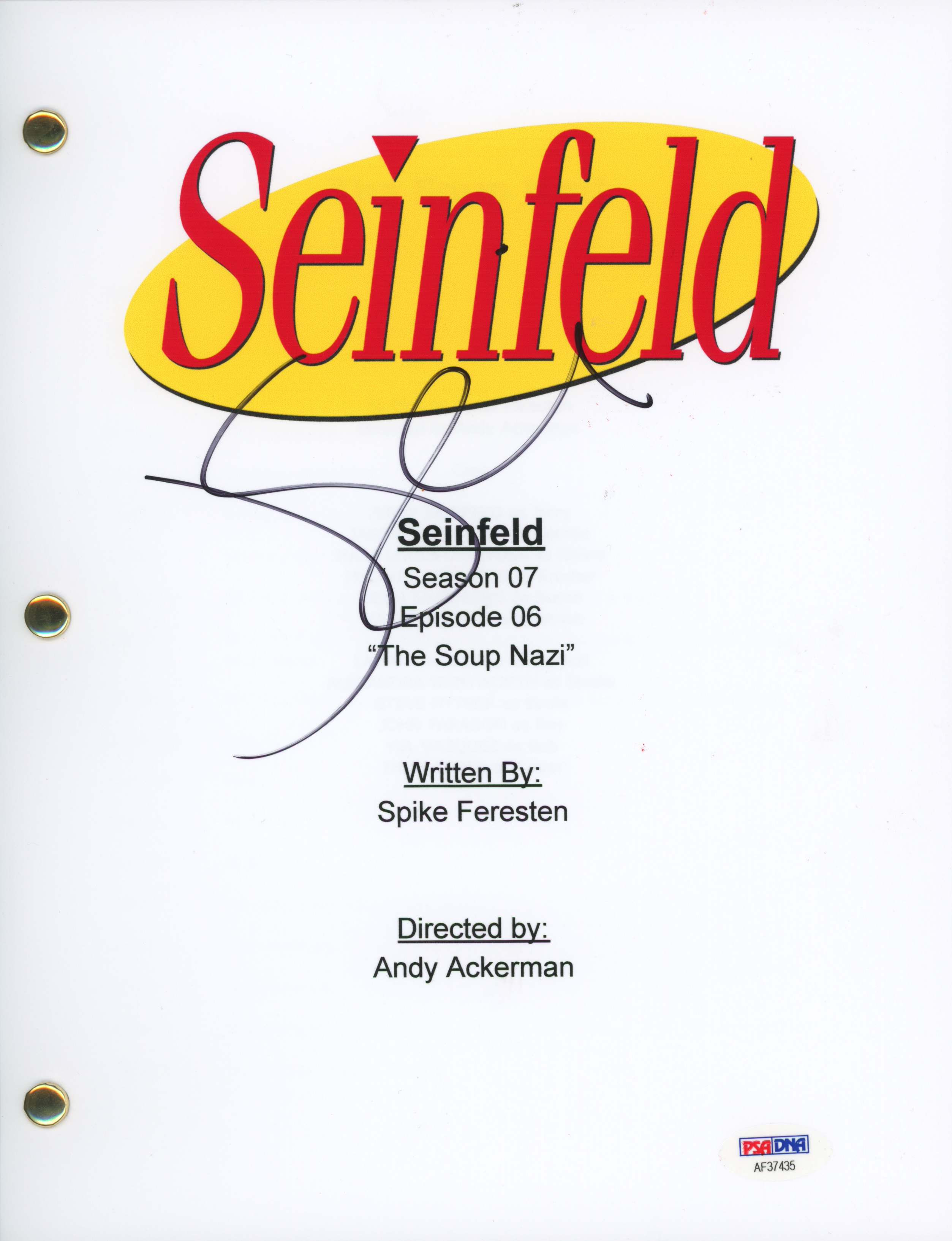 Jerry Seinfeld Signed "Seinfeld: The Soup Nazi" Episode Script (PSA COA) at PristineAuction.com Jerry Seinfeld Signed "Seinfeld: The Soup Nazi" Episode Script (PSA COA) at PristineAuction.com