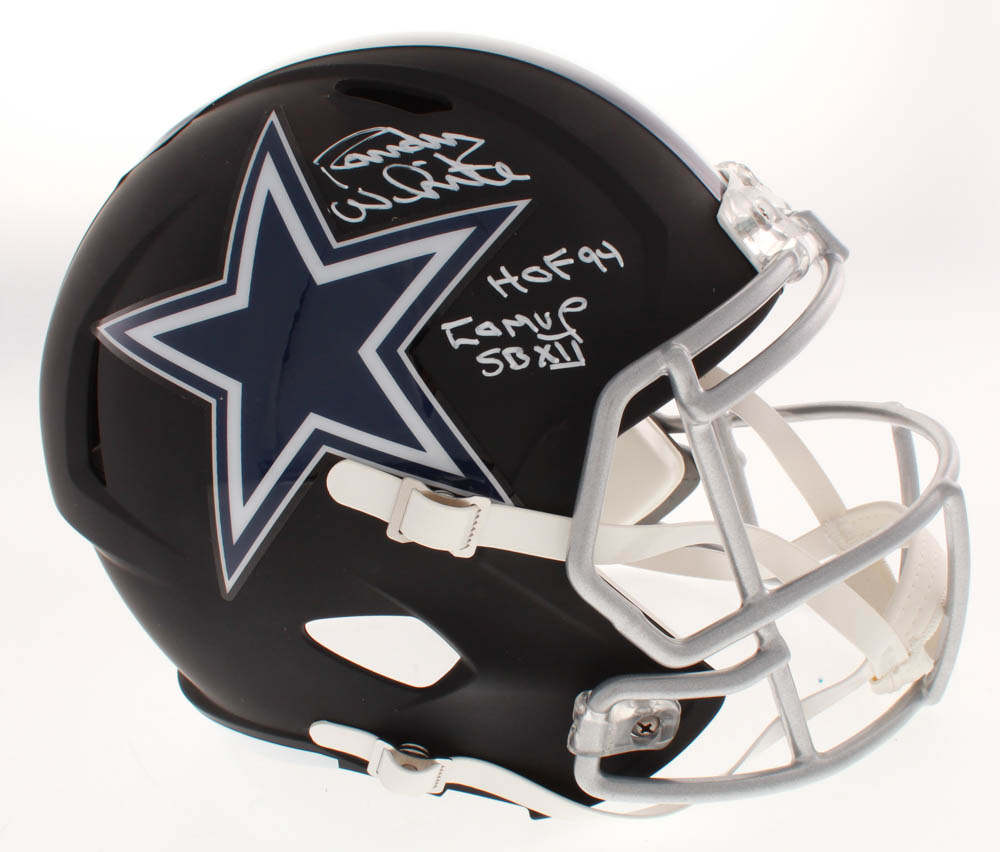 Randy White Signed Dallas Cowboys Full-Size Flat Black Matte Speed Helmet Inscribed "HOF 94" & "COMVP SB XII" (Schwartz COA) at PristineAuction.com Randy White Signed Dallas Cowboys Full-Size Flat Black Matte Speed Helmet Inscribed "HOF 94" & "COMVP SB XII" (Schwartz COA) at PristineAuction.com
