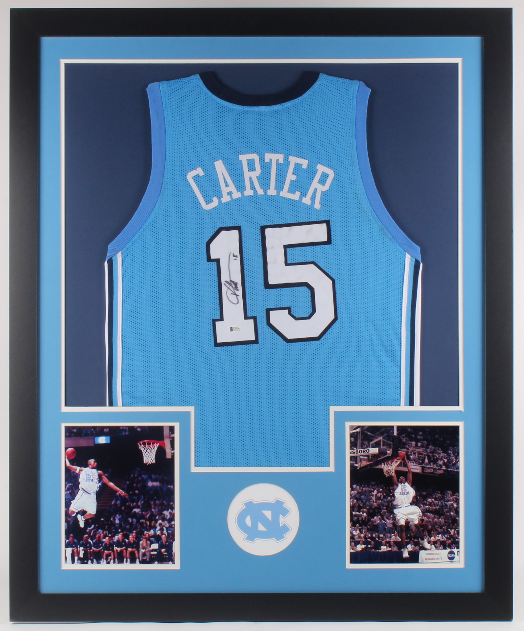 Vince Carter Signed 35x43 Custom Framed Jersey (Beckett COA) (Imperfect) at PristineAuction.com Vince Carter Signed 35x43 Custom Framed Jersey (Beckett COA) (Imperfect) at PristineAuction.com