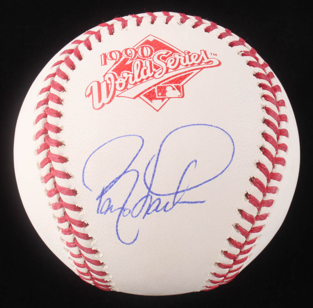Barry Larkin Signed 1990 World Series Logo Baseball (Schwartz COA) at PristineAuction.com Barry Larkin Signed 1990 World Series Logo Baseball (Schwartz COA) at PristineAuction.com