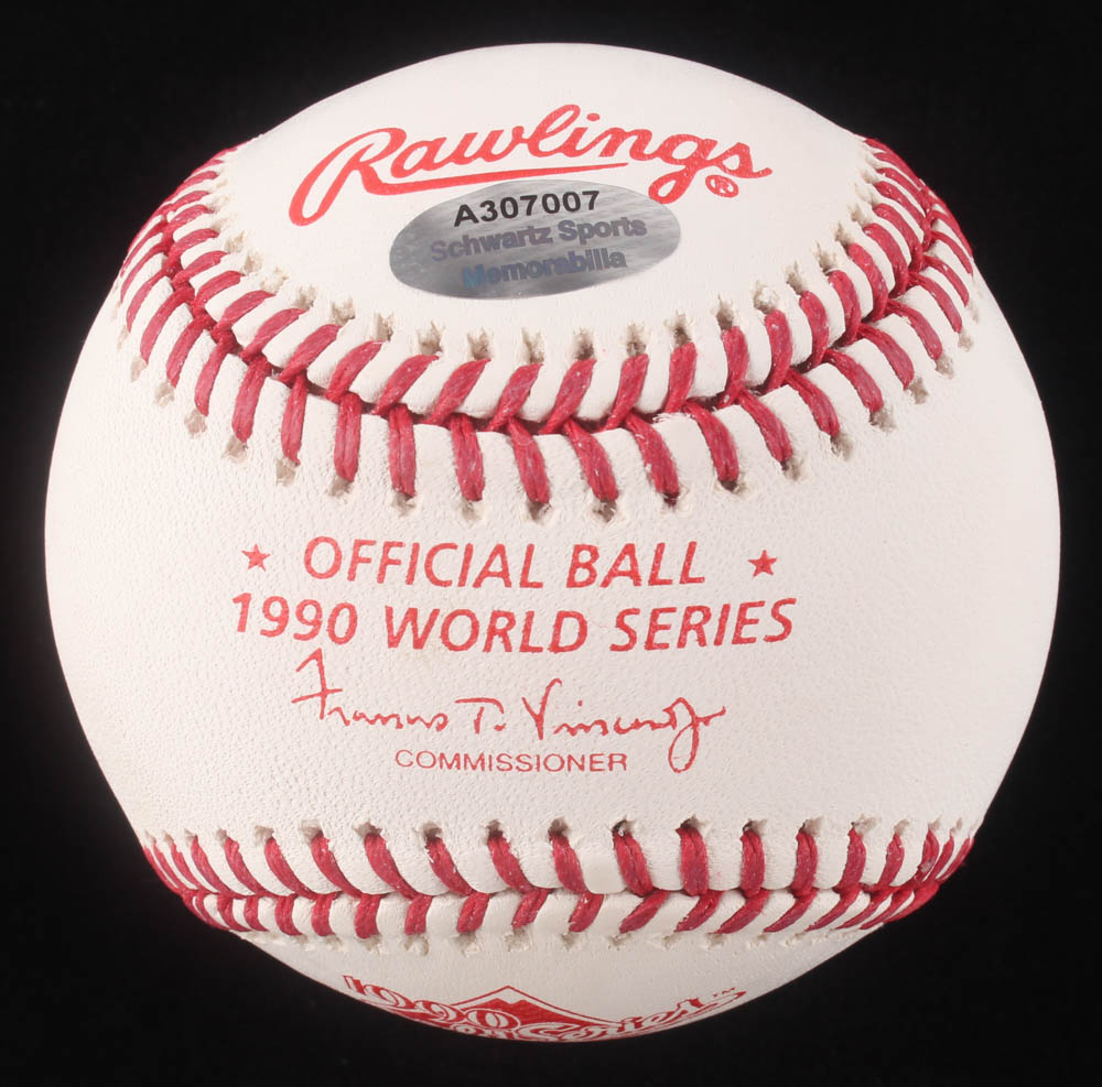 Barry Larkin Signed 1990 World Series Logo Baseball (Schwartz COA) at PristineAuction.com Barry Larkin Signed 1990 World Series Logo Baseball (Schwartz COA) at PristineAuction.com